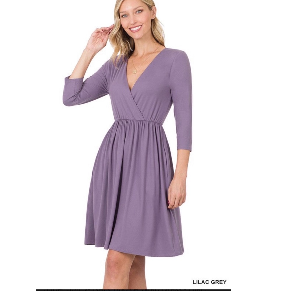 Super soft v-neck bodice wrap dress - lilac NWT